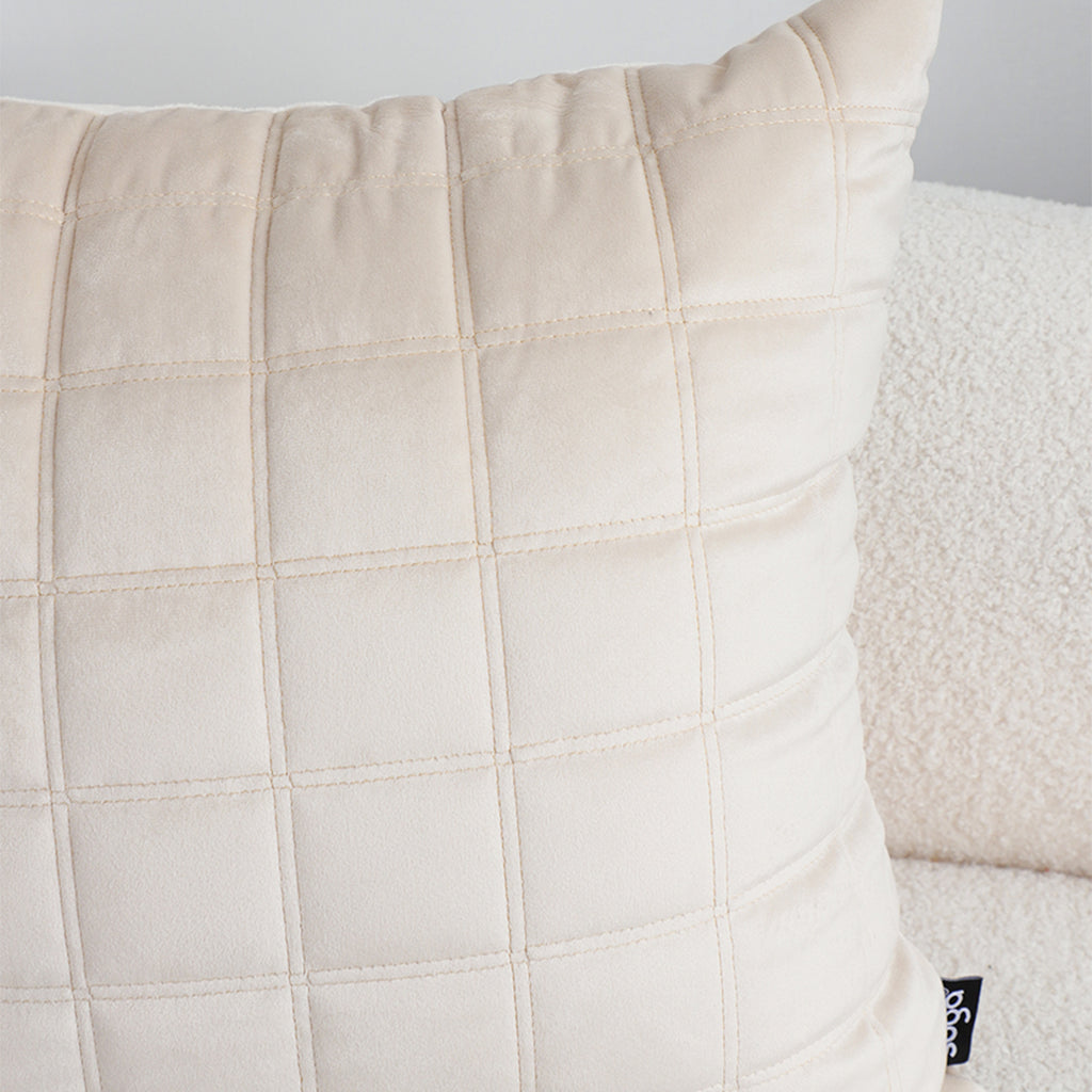 SOGA 50cm Beige Quilted Grid Pattern Decorative Throw Pillow