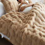 SOGA 160X200cm Throw Blanket Coffee Double Layer Rabbit Fur Cozy