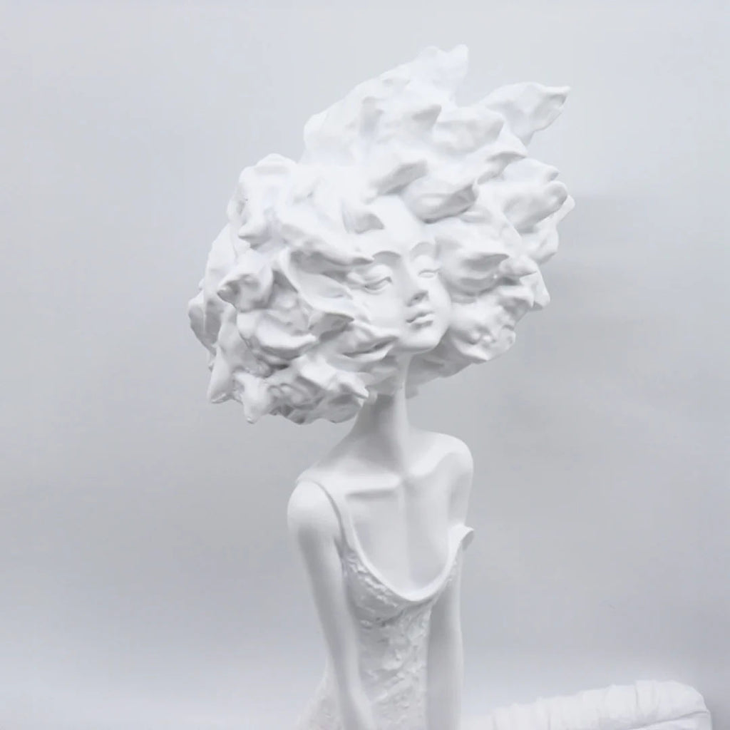 SOGA 59cm White Resin Sculpture Abstract Yoga Girl Design for Home Décor