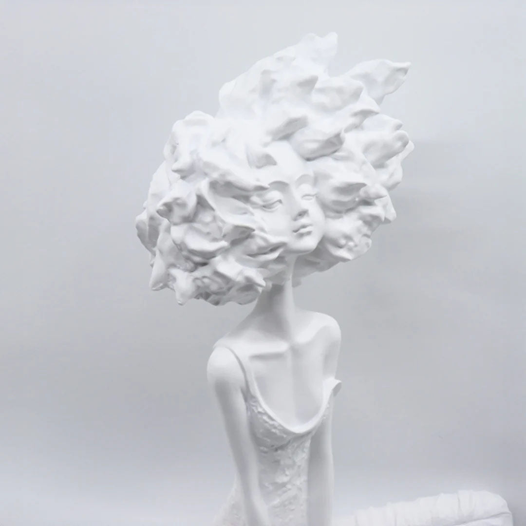 SOGA 59cm White Resin Sculpture Abstract Yoga Girl Design for Home Décor