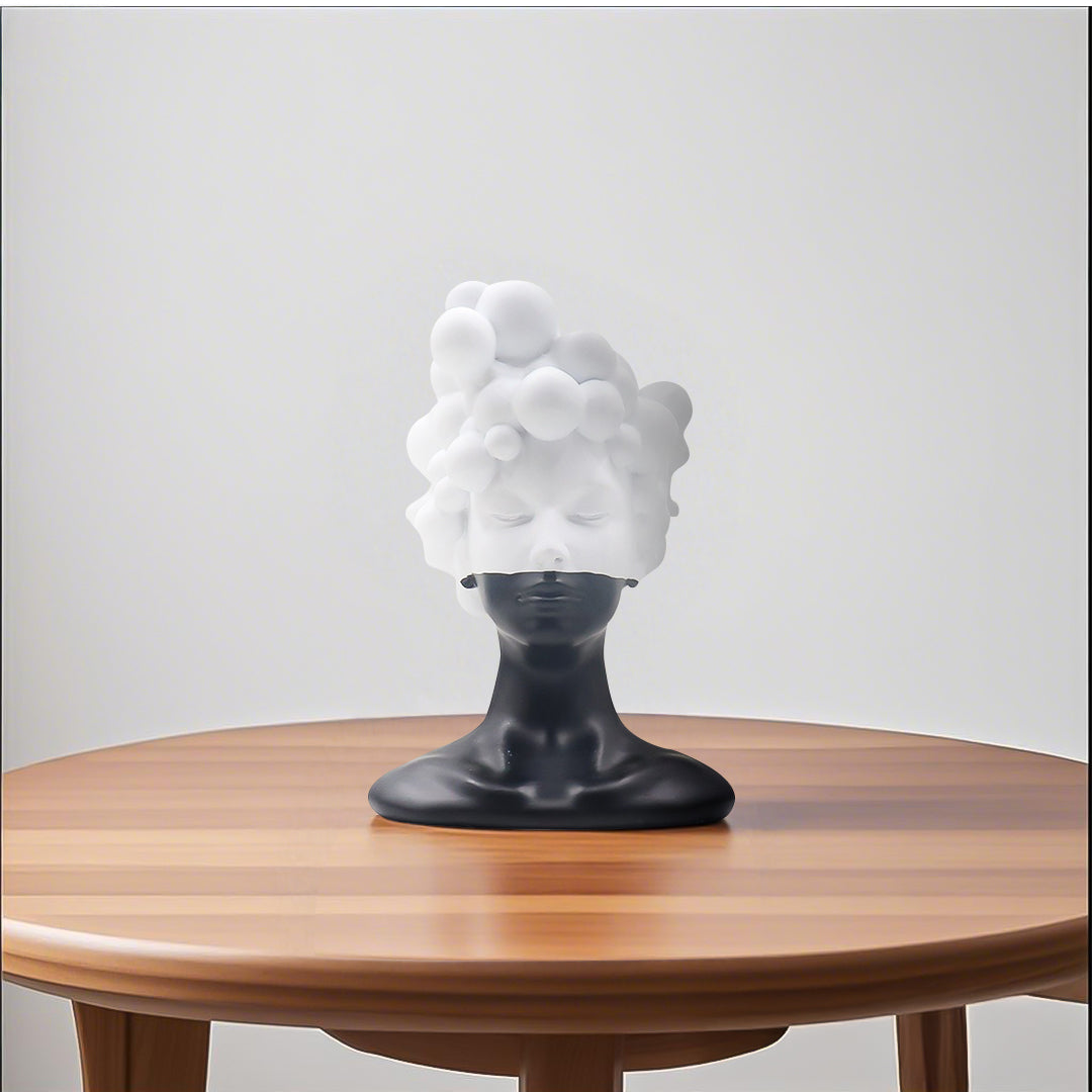 SOGA 49cm Bubble Head Resin Bust – Artistic Black White Accent