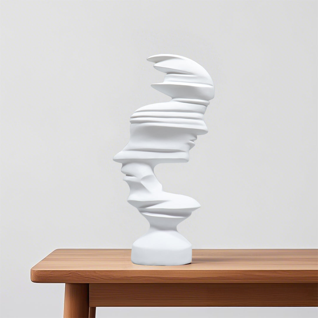 SOGA 44cm White Dual-Face Resin Sculpture Modern Abstract Art Accent for Home Décor