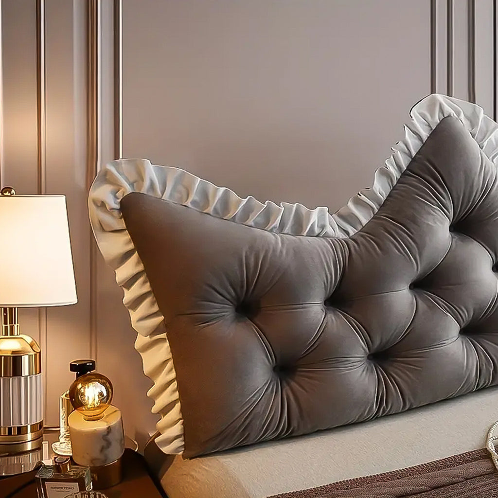 SOGA 2x120cm Crown Pillows Tufted Grey Headboard Cushion Set