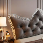 SOGA 2x120cm Crown Pillows Tufted Grey Headboard Cushion Set