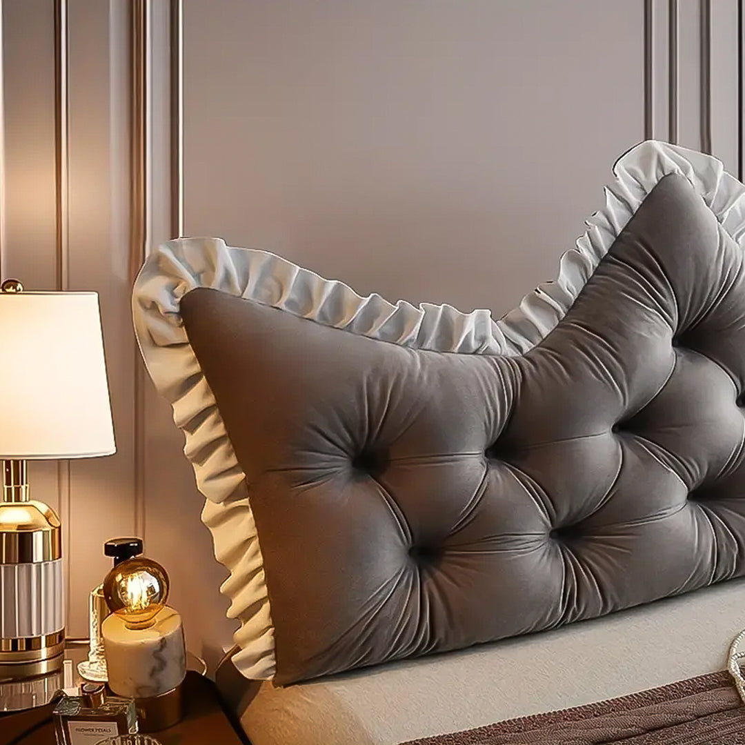 SOGA 2x120cm Crown Pillows Tufted Grey Headboard Cushion Set