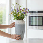 SOGA 35x17cm White and Grey Large Ceramic Flower Vase Elegant Living Room Home Decor