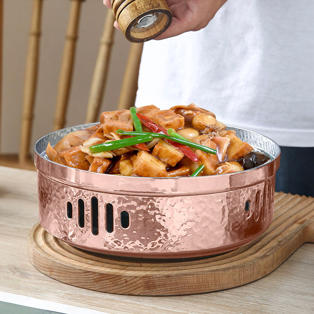 28cm Rose Pink Hammered Dry Pot for Kitchen