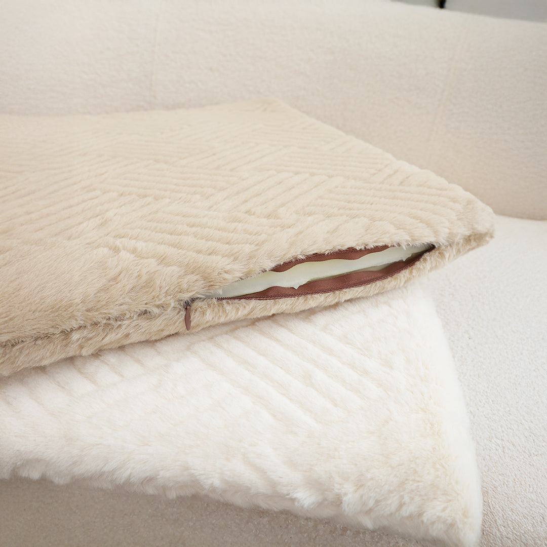 SOGA 45cm Beige Chevron Square Cushion Soft Leaning Plush Backrest Throw Seat Pillow