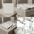 SOGA Peel & Stick Floor and Wall Tiles 30 x 30cm 10 Pack Black White Faux Marble