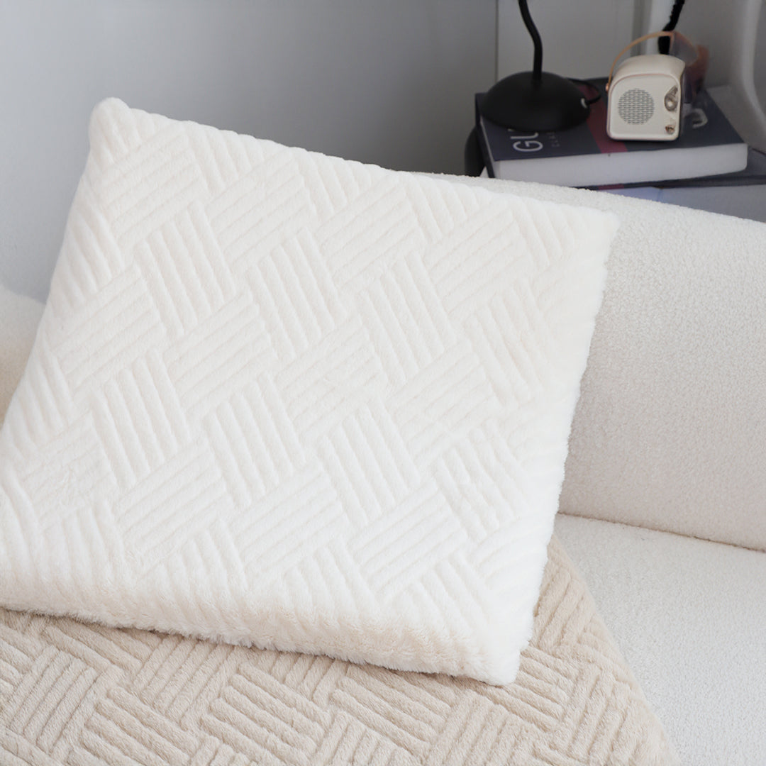 SOGA 2X 45cm White Chevron Soft Leaning Plush Seat Pillow