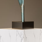 SOGA 65cm Grey Modern Abstract Dancer Sculpture with Black Base for Home Décor