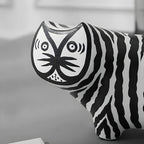 SOGA 47cm Elongated Black and White Striped Cat Resin Sculpture for Modern Home Décor