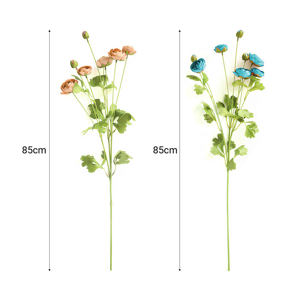 85cm Green Glass Floor Vase and 12pcs Blue Artificial Flower Set