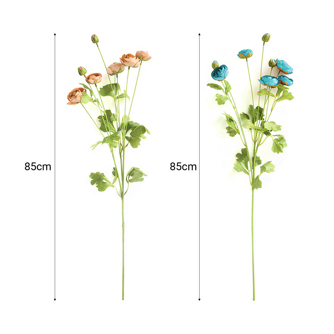 85cm Green Glass Floor Vase and 12pcs Blue Artificial Flower Set
