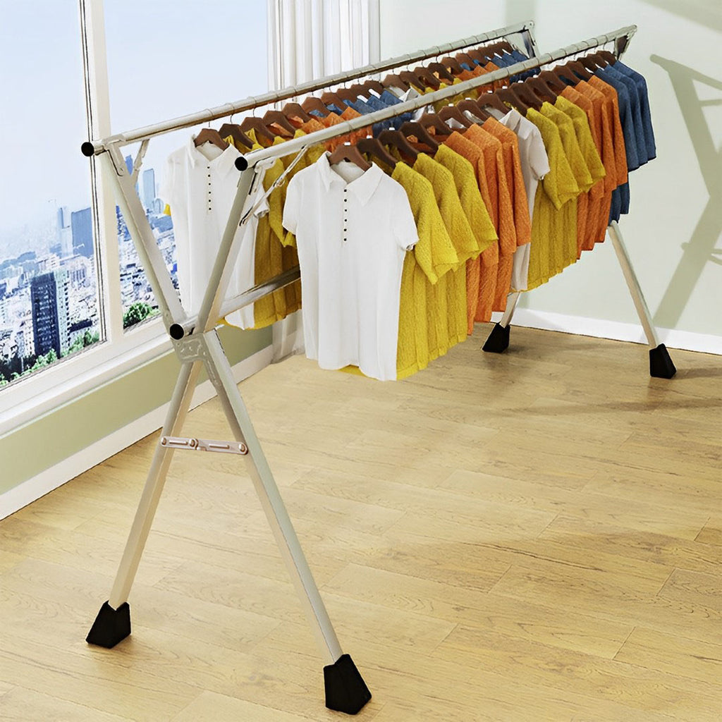 2.0m Portable Standing Clothes Drying Rack 3 Poles
