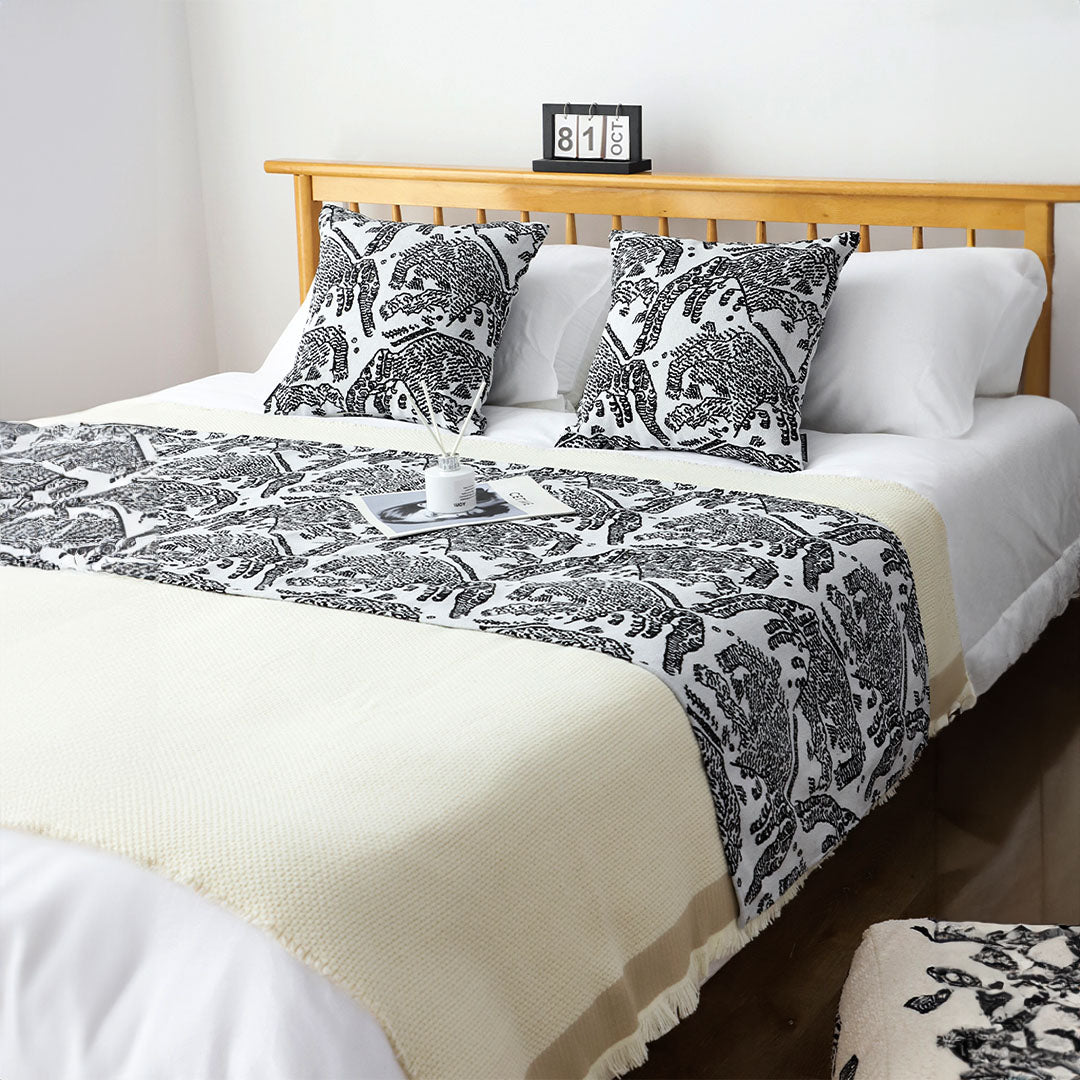 1.8m Light Black Luxury Mottled Bed Vintage Scarf Runner Bedding Tail Pad Flag For Home Hotel Set of 3