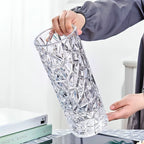 30cm Sleek Clear Glass Vase Elegant Wide Crystal