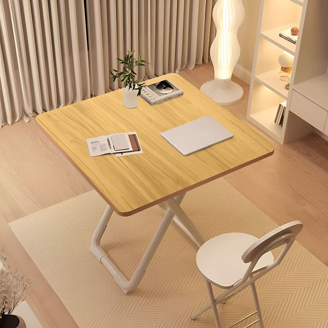 80cm Wood Color Board Square Table with White Legs