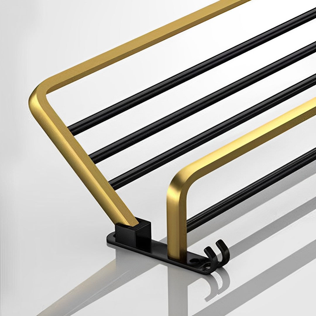 62cm Wall-Mounted Double Pole Towel Holder with Hooks