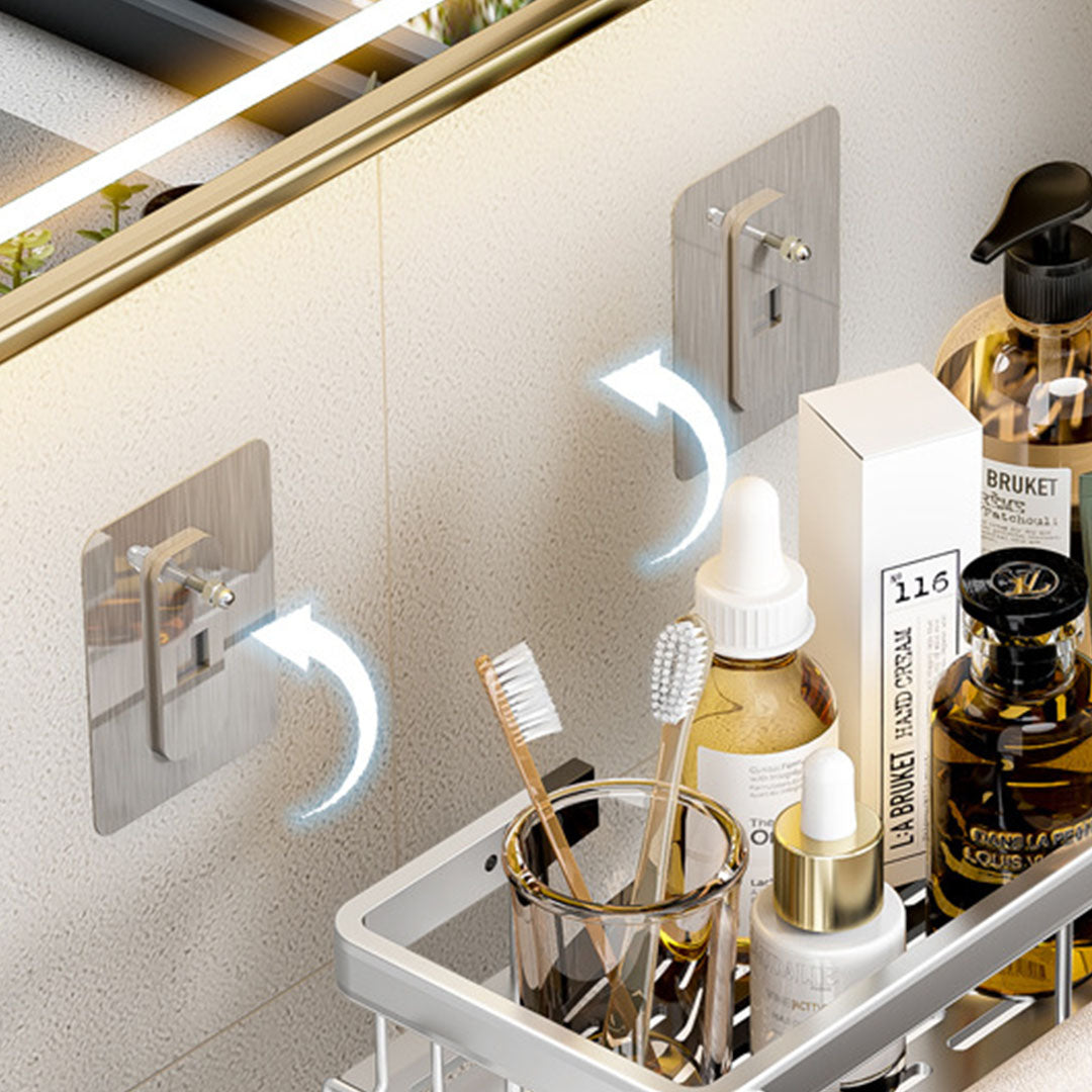 Silver Wall-Mounted Rectangular Bathroom Rack