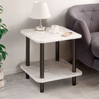 60cm White Ceramic Side Table Stone Pattern