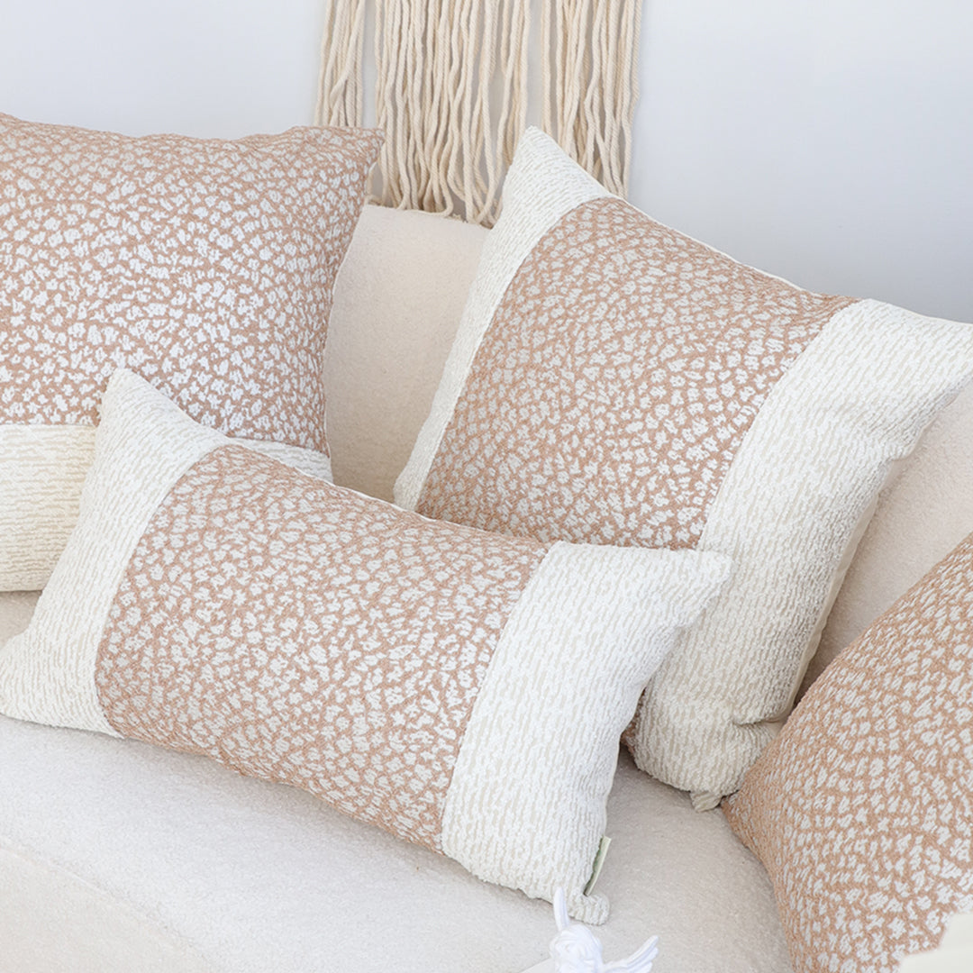 SOGA 2X 35cm Modern Beige Block Textured Decorative Throw Pillow