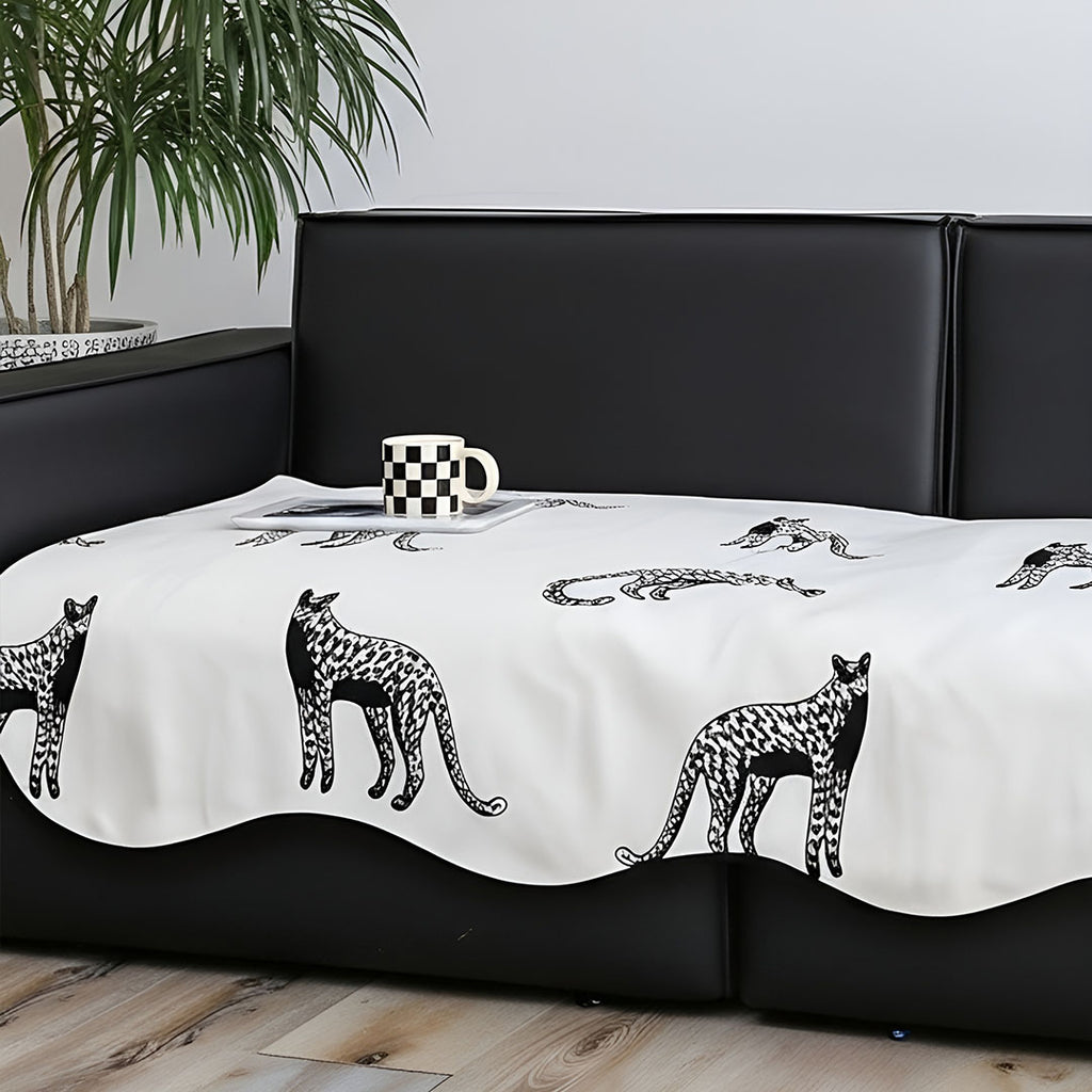 SOGA Two-Seater White Leopard Print 90x160cm Throw Blanket Sofa Cover
