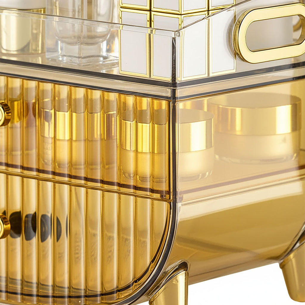 3 Tier Golden Yellow Multifunctional Countertop Cosmetic Storage Organiser
