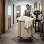Stainless Round Linen Cart White