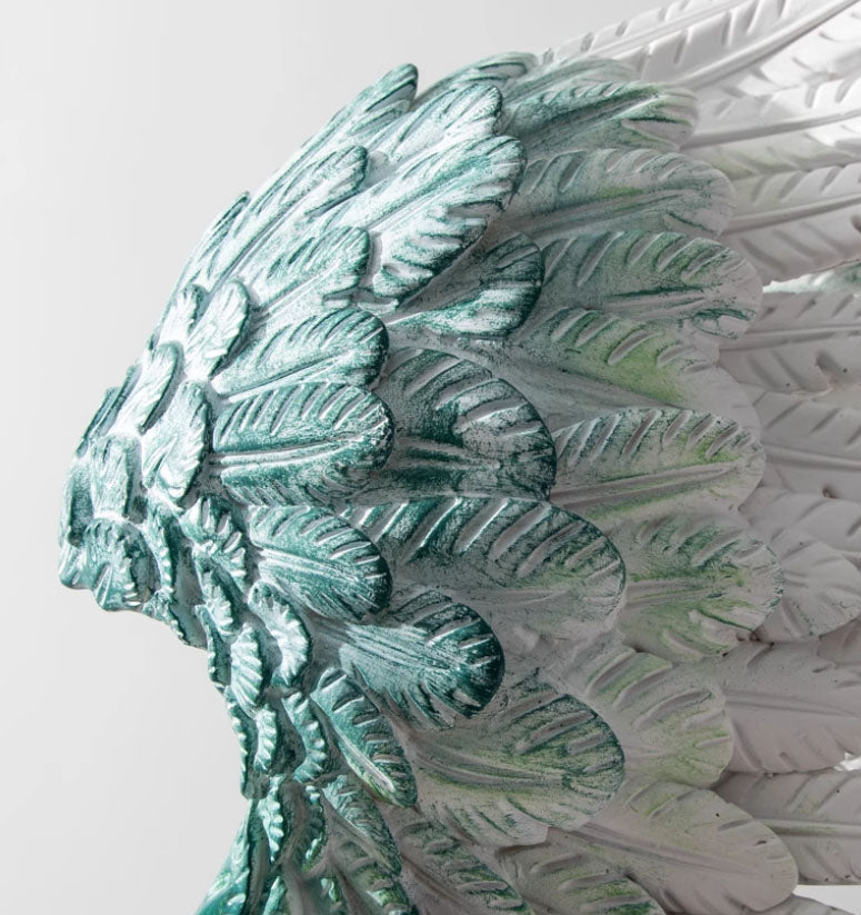 SOGA 86cm Silver Winged Figure Sculpture with Marble Base