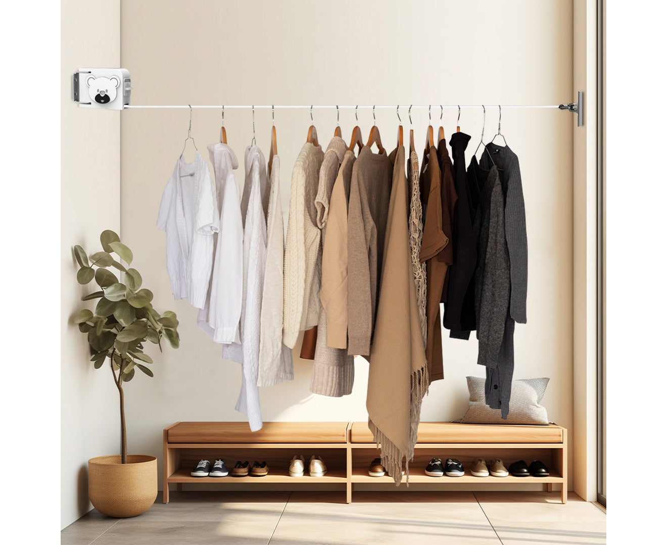 160mm Wall-Mounted Clothes Line Dry Rack White
