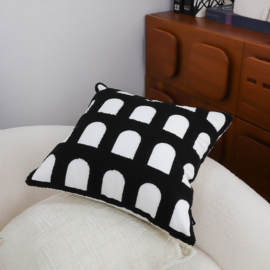 SOGA 2X 45cm Contemporary Black White Arch Pattern Throw Pillow