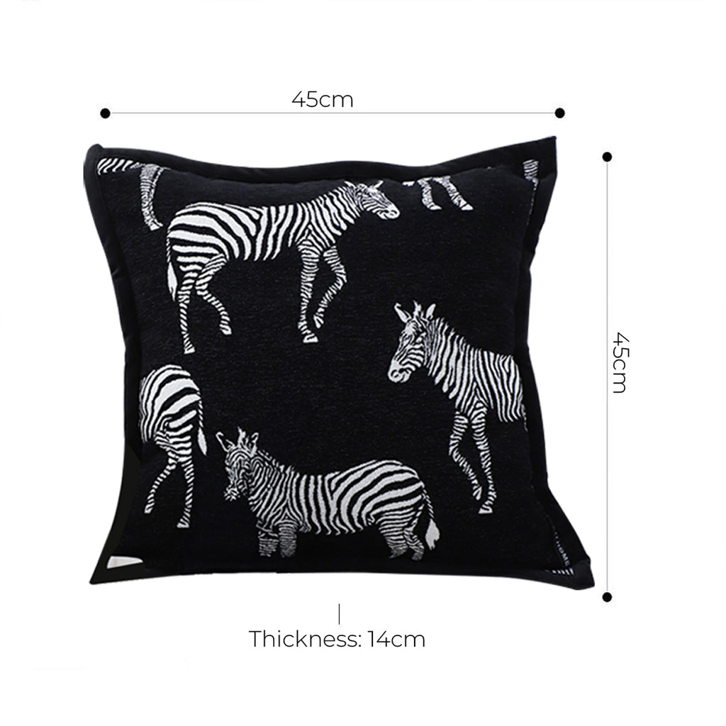 45cm Black Light Luxury Zebra Cushion