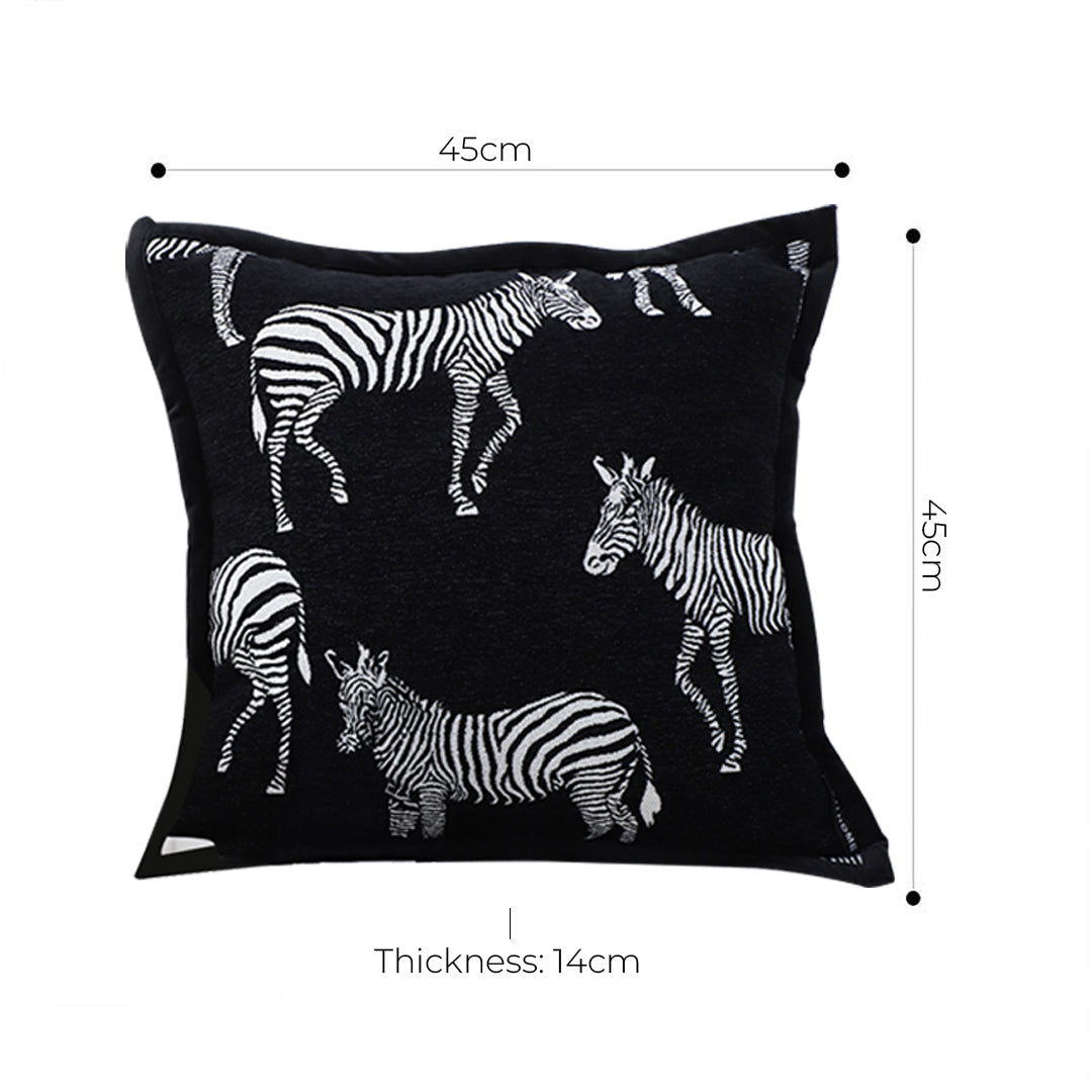 45cm Black Light Luxury Zebra Cushion
