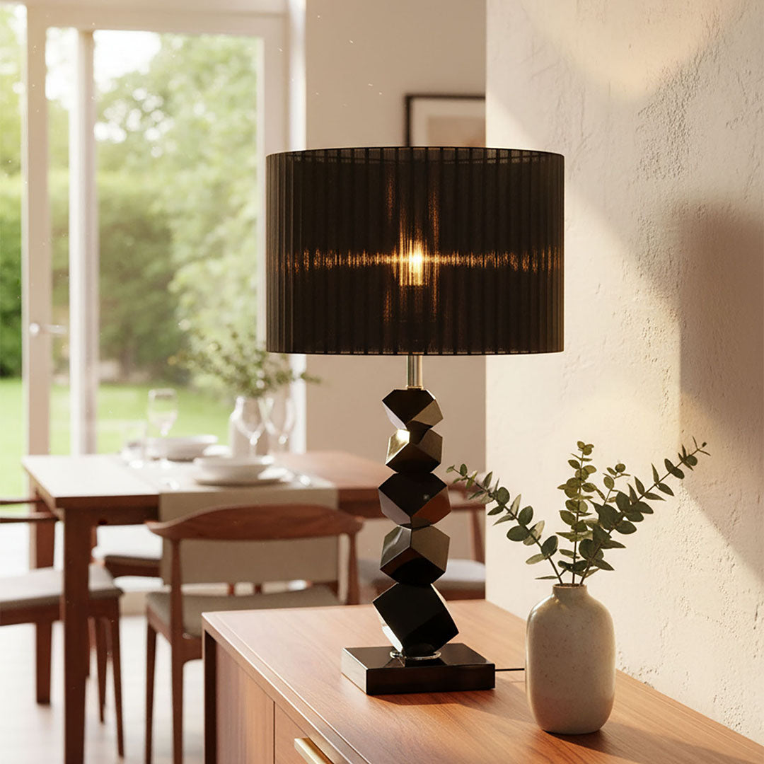 60cm Black Table Lamp with Dark Shade LED