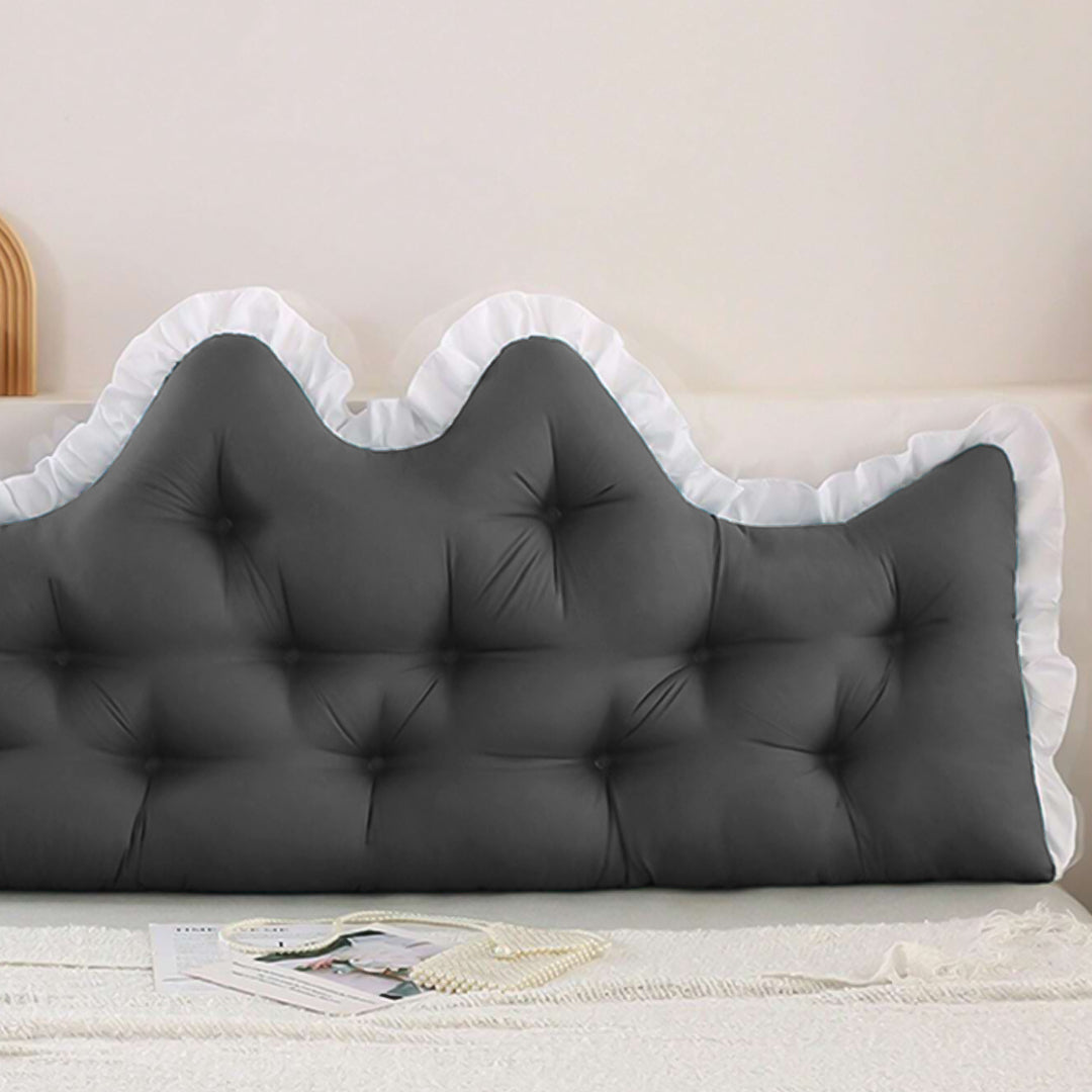 SOGA 2x90cm Crown Pillows Tufted Charcoal Headboard Cushion Set