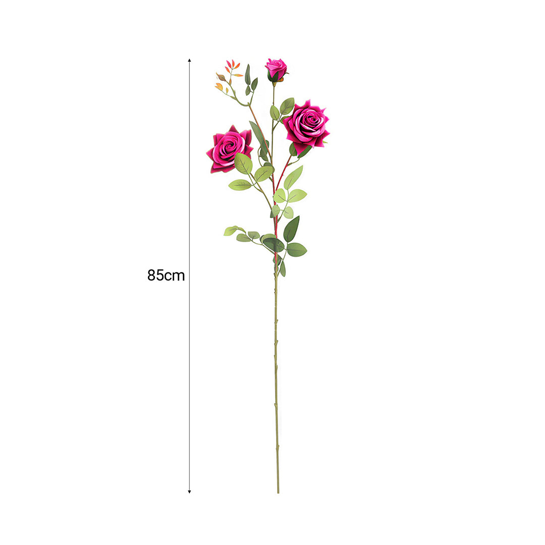 85cm Blue Glass Floor Vase and 12pcs Dark Pink Artificial Flower Set