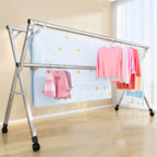 2.0m Portable Standing Clothes Drying Rack with Wheels