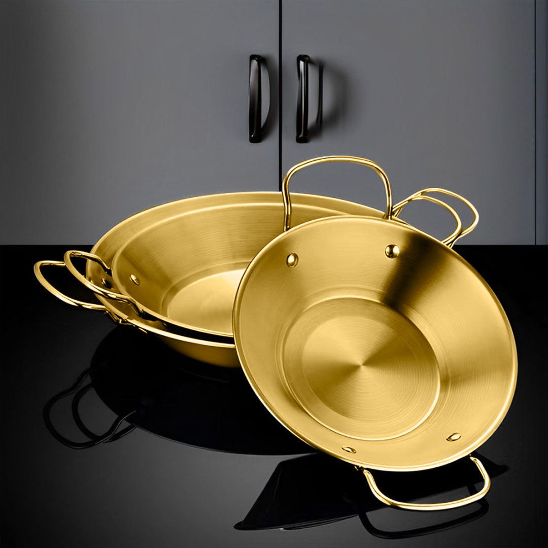 SOGA 25cm Dry Pot And crafted with 201 Material in Gold for Kitchen Essentia