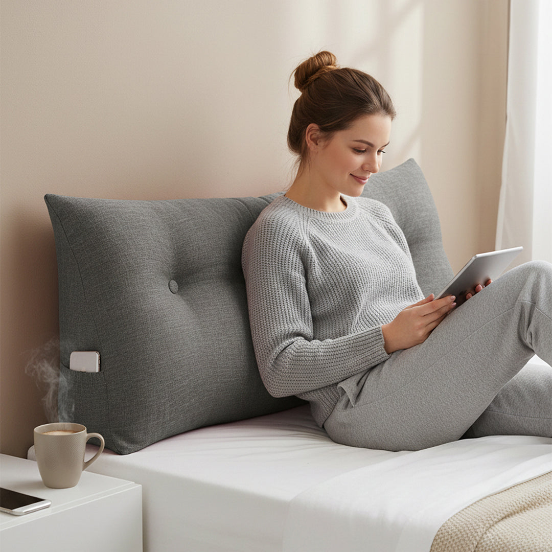 SOGA 120cm Grey Wedge Bed Cushion