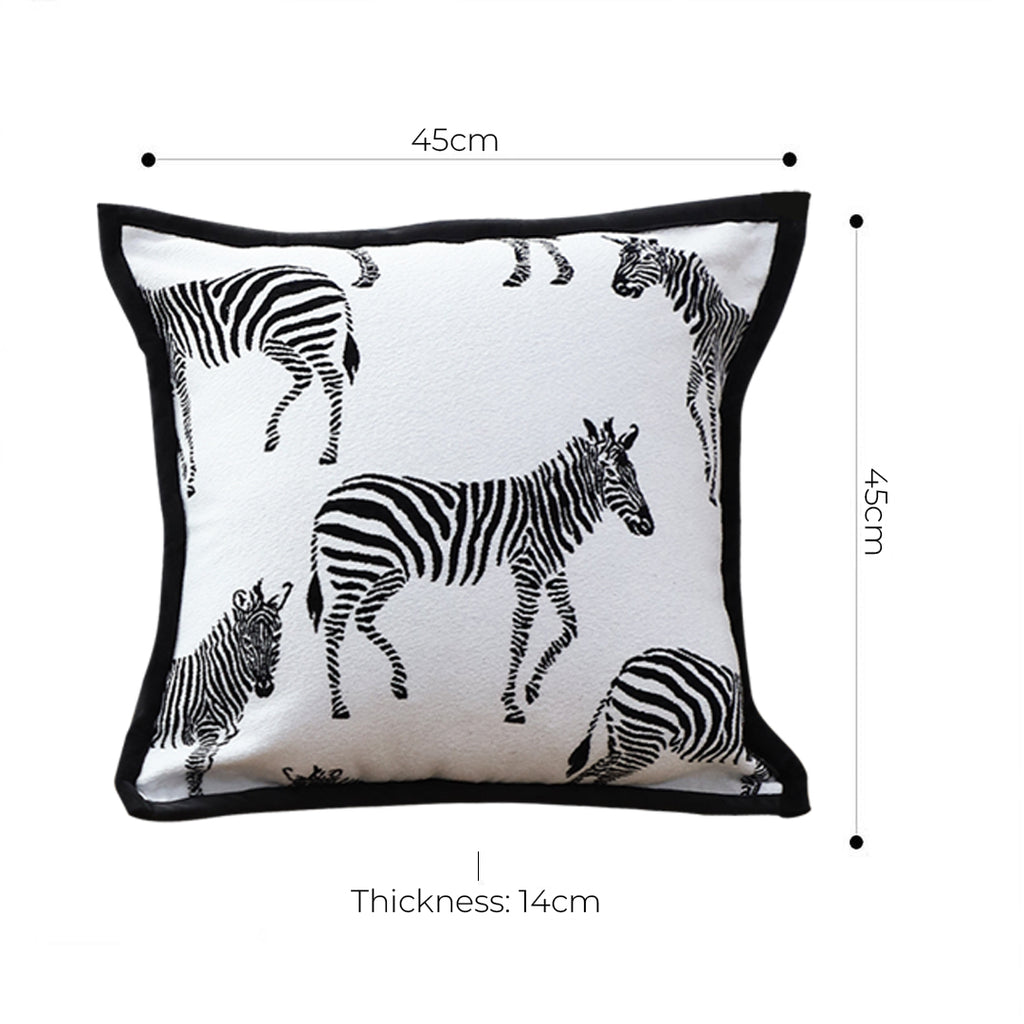 45cm Black and White Light  Luxury Zebra Cushion