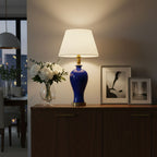 Ceramic Oval Table Lamp Dark Blue