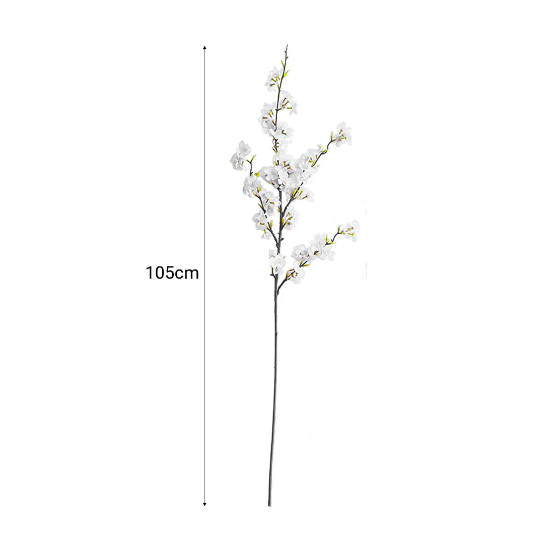 51cm Blue Glass Floor Vase and 10pcs White Artificial Flower Set
