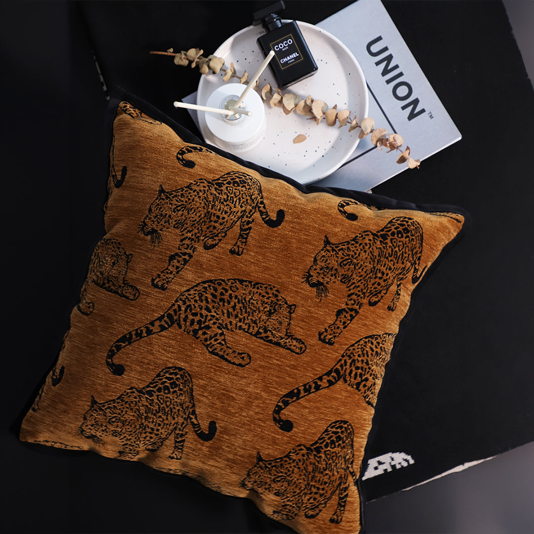 45cm Throw Pillow Dark Brown Leopard