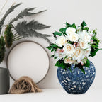 21x22cm Blue Small Ceramic Flower Vase Elegant Living Room Home Decor