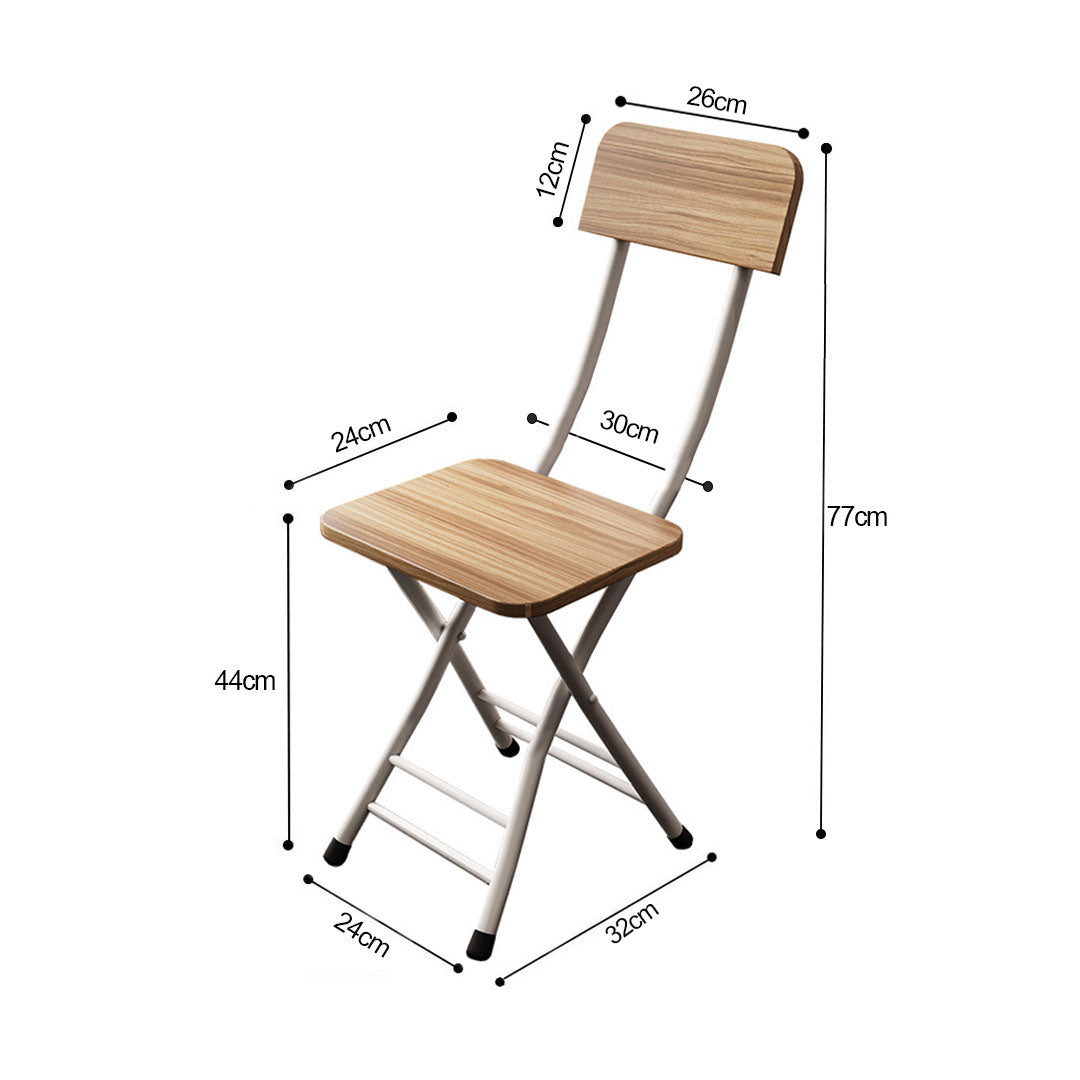 Foldable Chair Space Saving Seat Set of 2 Oak Grain