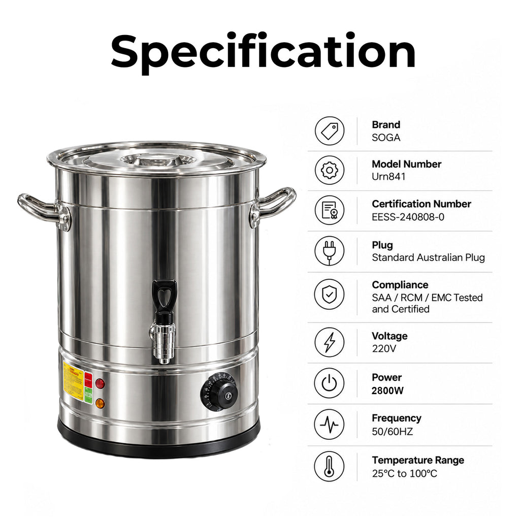 21L Stainless Steel URN Commercial Water Boiler