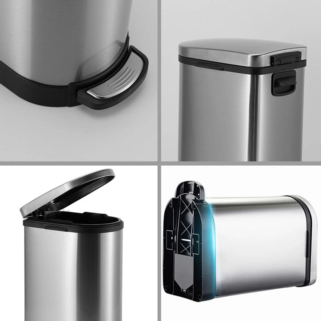 Foot Pedal Stainless Steel Trash Bin 10L