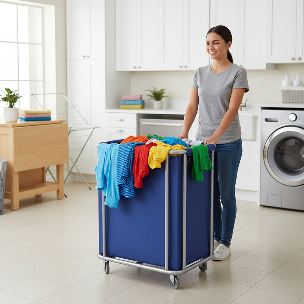 Stainless Square Linen Cart Blue