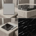 SOGA Peel & Stick Floor and Wall Tiles 60 x 60cm 10 Pack Black Faux Marble